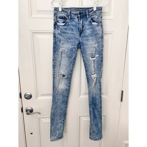 American Eagle Young Money Ne(x)t Level Flex Skinny Distressed Acid Wash Jean 29